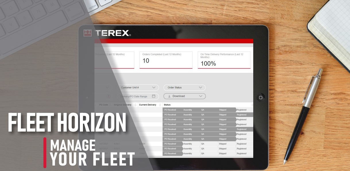 Terex Utilities Fleet Horizon Portal on an iPad
