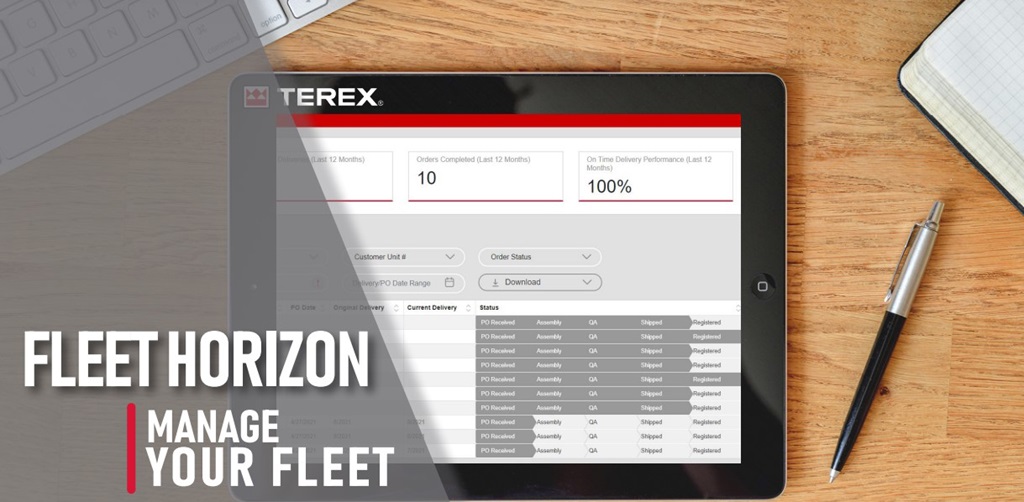 Terex Utilities Fleet Horizon Portal on an iPad