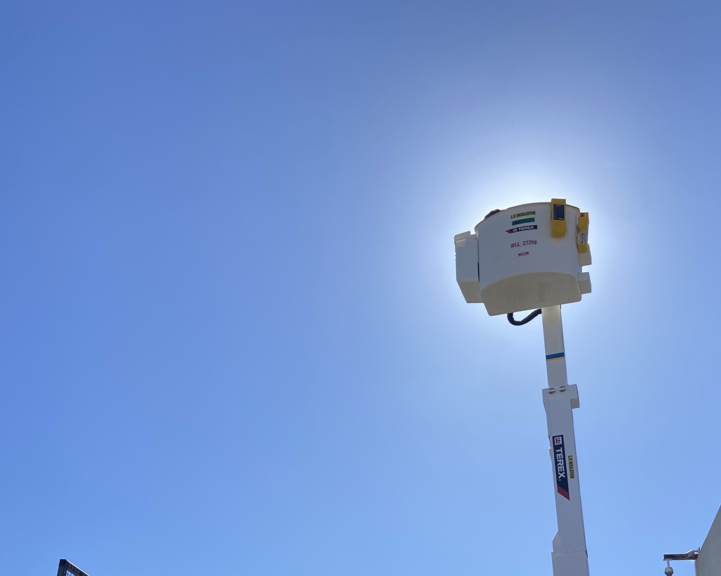 Terex global bucket truck extended in air