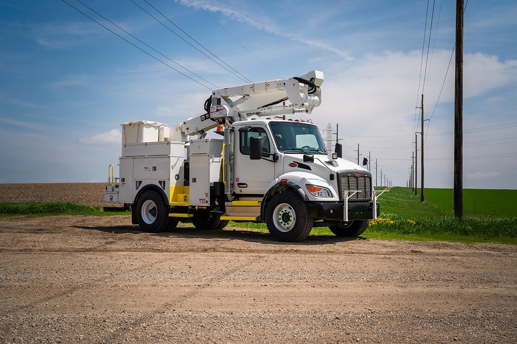 Terex bucket truck on road