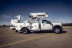 Terex TRX41 bucket truck curbside view